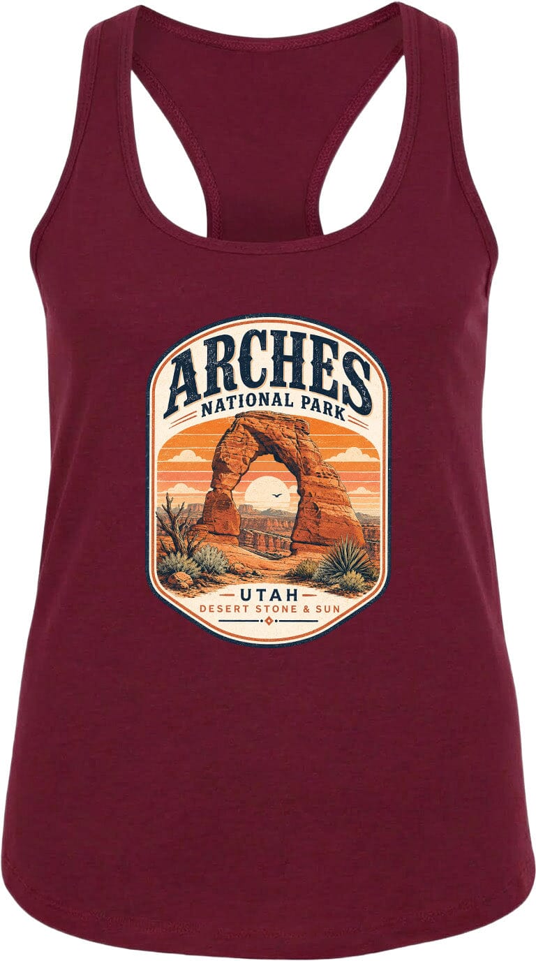 ADULT Arches National Park Badge Chest Logo T Shirt | Hoodie | Long Sleeve | Sweatshirt | Crew Neck | Tank Top 1 Fiesta Doodle waterproof vinyl sticker. dishwasher safe outdoor sticker.