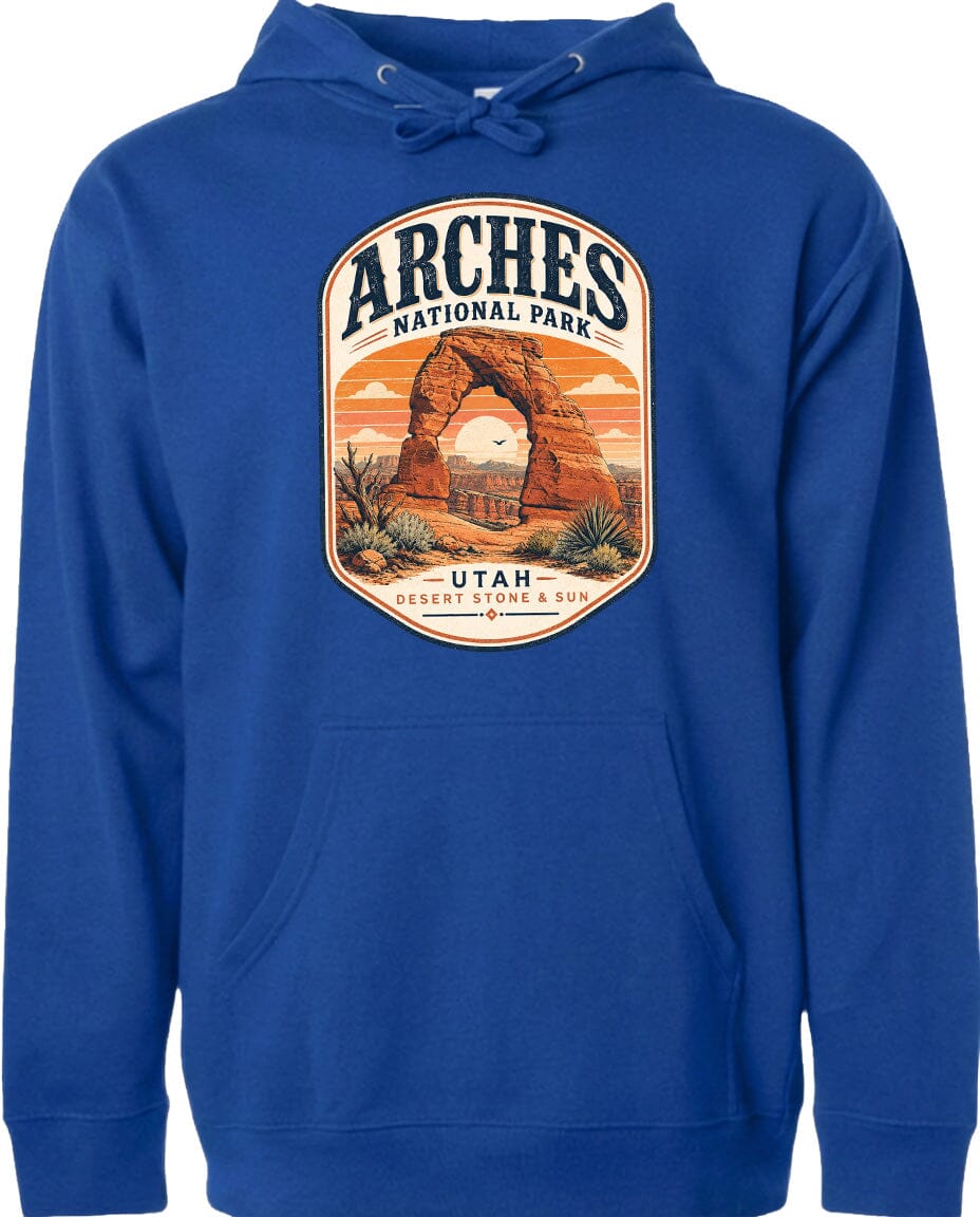 ADULT Arches National Park Badge Chest Logo T Shirt | Hoodie | Long Sleeve | Sweatshirt | Crew Neck | Tank Top 1 Fiesta Doodle waterproof vinyl sticker. dishwasher safe outdoor sticker.