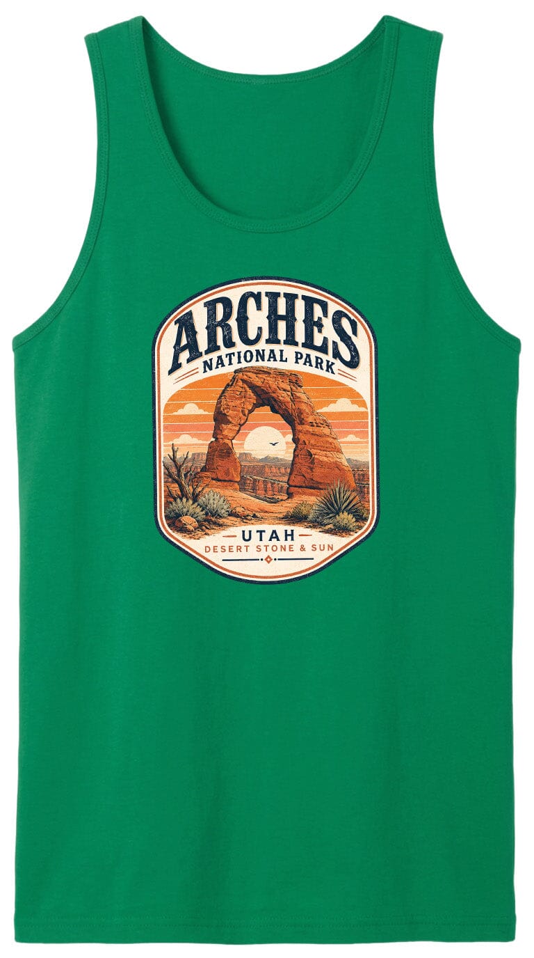 ADULT Arches National Park Badge Chest Logo T Shirt | Hoodie | Long Sleeve | Sweatshirt | Crew Neck | Tank Top 1 Fiesta Doodle waterproof vinyl sticker. dishwasher safe outdoor sticker.