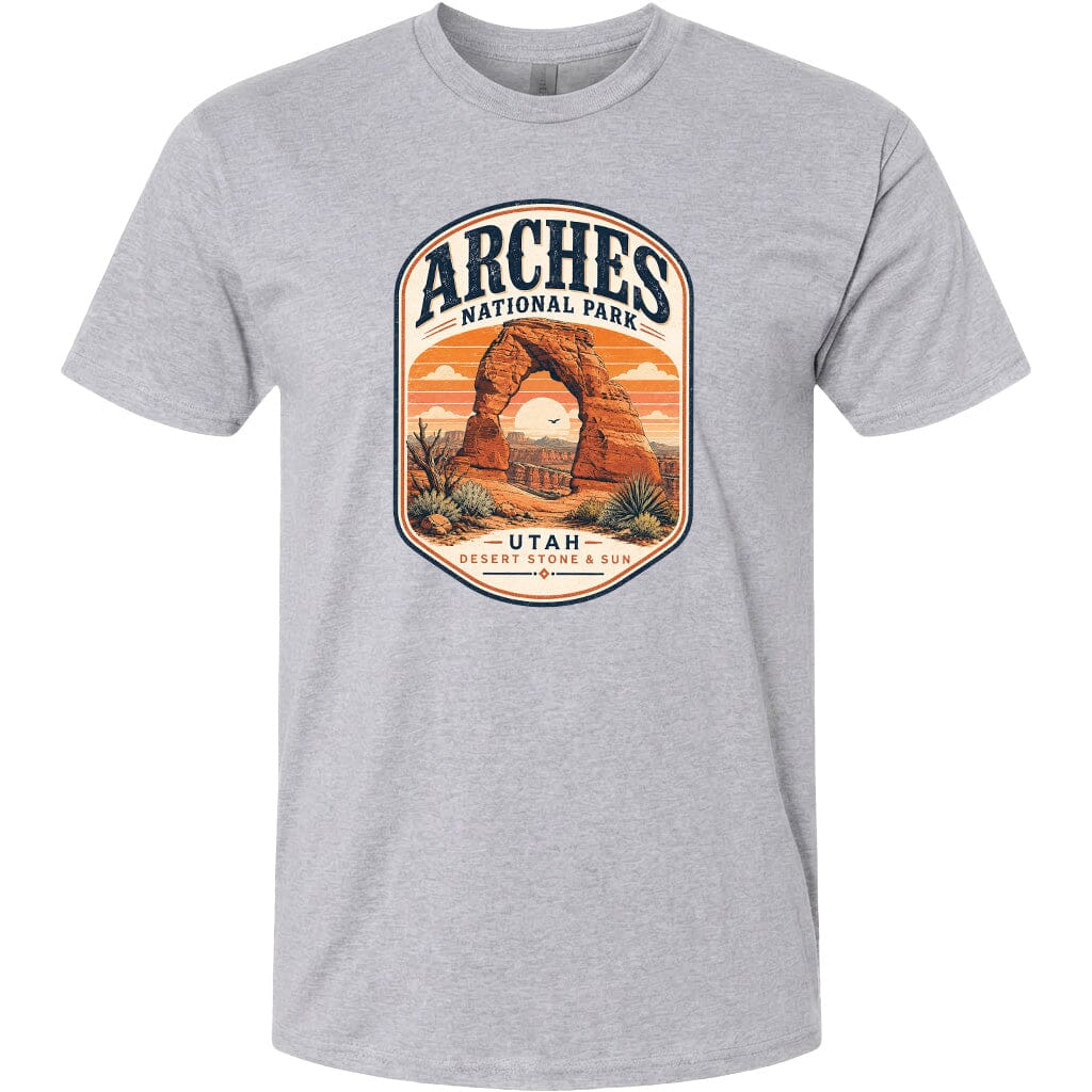ADULT Arches National Park Badge Chest Logo T Shirt | Hoodie | Long Sleeve | Sweatshirt | Crew Neck | Tank Top 1 Fiesta Doodle waterproof vinyl sticker. dishwasher safe outdoor sticker.