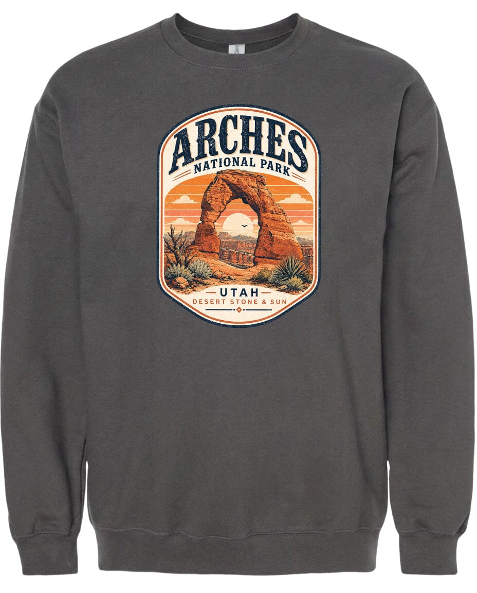 ADULT Arches National Park Badge Chest Logo T Shirt | Hoodie | Long Sleeve | Sweatshirt | Crew Neck | Tank Top 1 Fiesta Doodle waterproof vinyl sticker. dishwasher safe outdoor sticker.