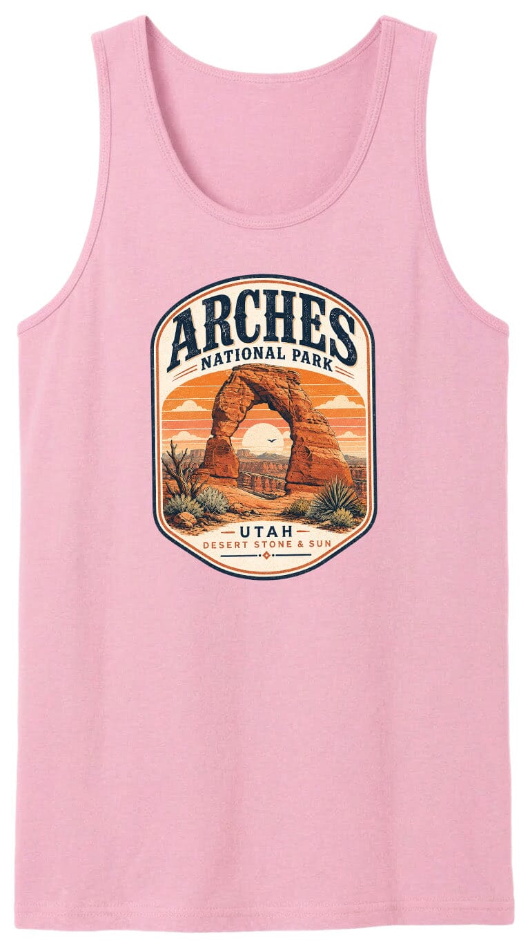 ADULT Arches National Park Badge Chest Logo T Shirt | Hoodie | Long Sleeve | Sweatshirt | Crew Neck | Tank Top 1 Fiesta Doodle waterproof vinyl sticker. dishwasher safe outdoor sticker.