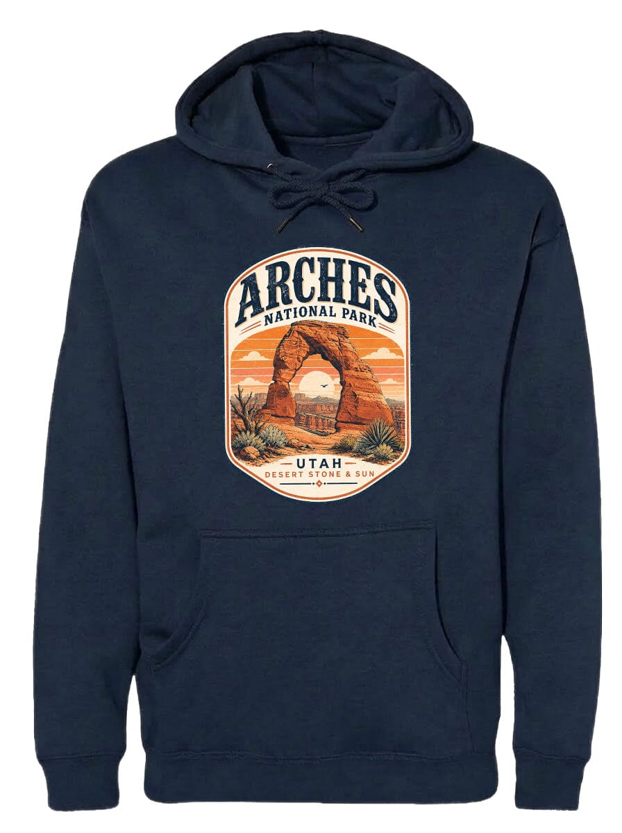 ADULT Arches National Park Badge Chest Logo T Shirt | Hoodie | Long Sleeve | Sweatshirt | Crew Neck | Tank Top 1 Fiesta Doodle waterproof vinyl sticker. dishwasher safe outdoor sticker.