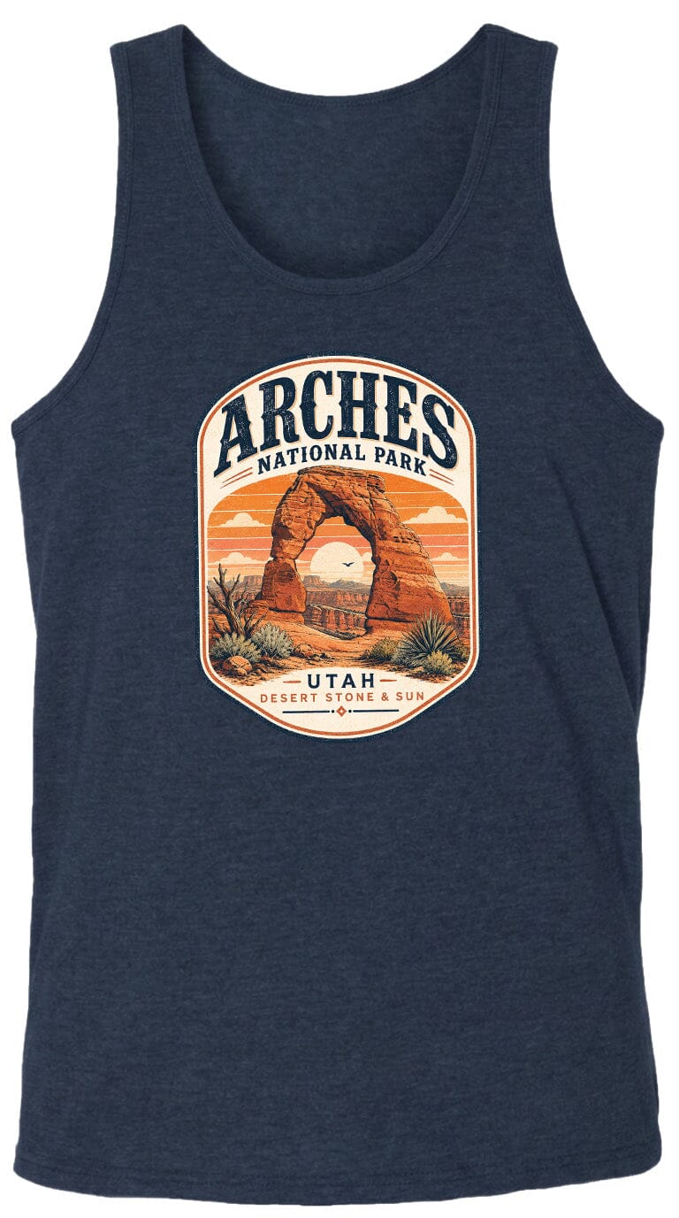 ADULT Arches National Park Badge Chest Logo T Shirt | Hoodie | Long Sleeve | Sweatshirt | Crew Neck | Tank Top 1 Fiesta Doodle waterproof vinyl sticker. dishwasher safe outdoor sticker.