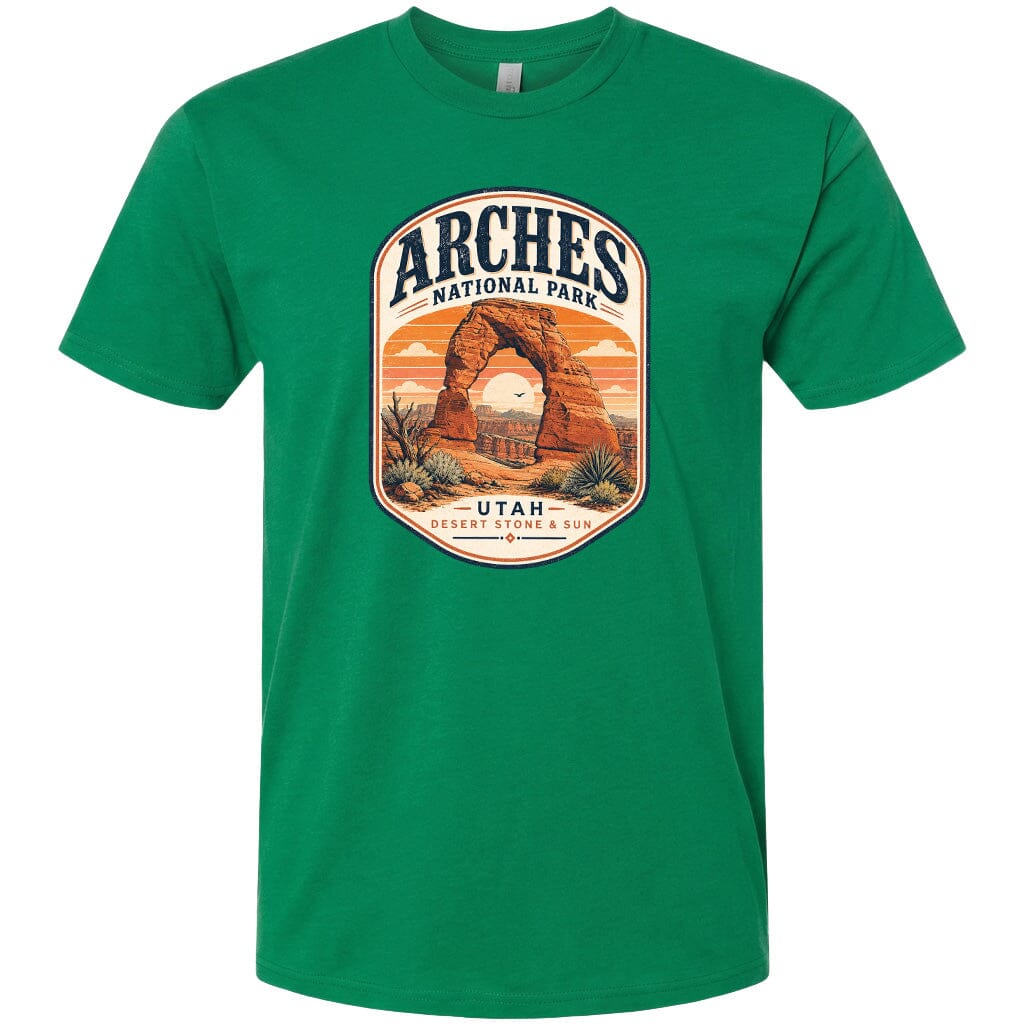 ADULT Arches National Park Badge Chest Logo T Shirt | Hoodie | Long Sleeve | Sweatshirt | Crew Neck | Tank Top 1 Fiesta Doodle waterproof vinyl sticker. dishwasher safe outdoor sticker.