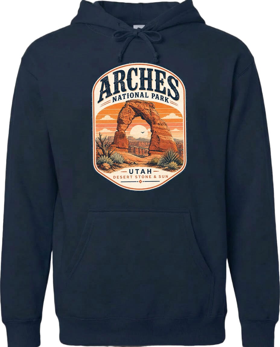 ADULT Arches National Park Badge Chest Logo T Shirt | Hoodie | Long Sleeve | Sweatshirt | Crew Neck | Tank Top 1 Fiesta Doodle waterproof vinyl sticker. dishwasher safe outdoor sticker.