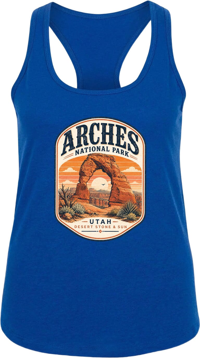 ADULT Arches National Park Badge Chest Logo T Shirt | Hoodie | Long Sleeve | Sweatshirt | Crew Neck | Tank Top 1 Fiesta Doodle waterproof vinyl sticker. dishwasher safe outdoor sticker.