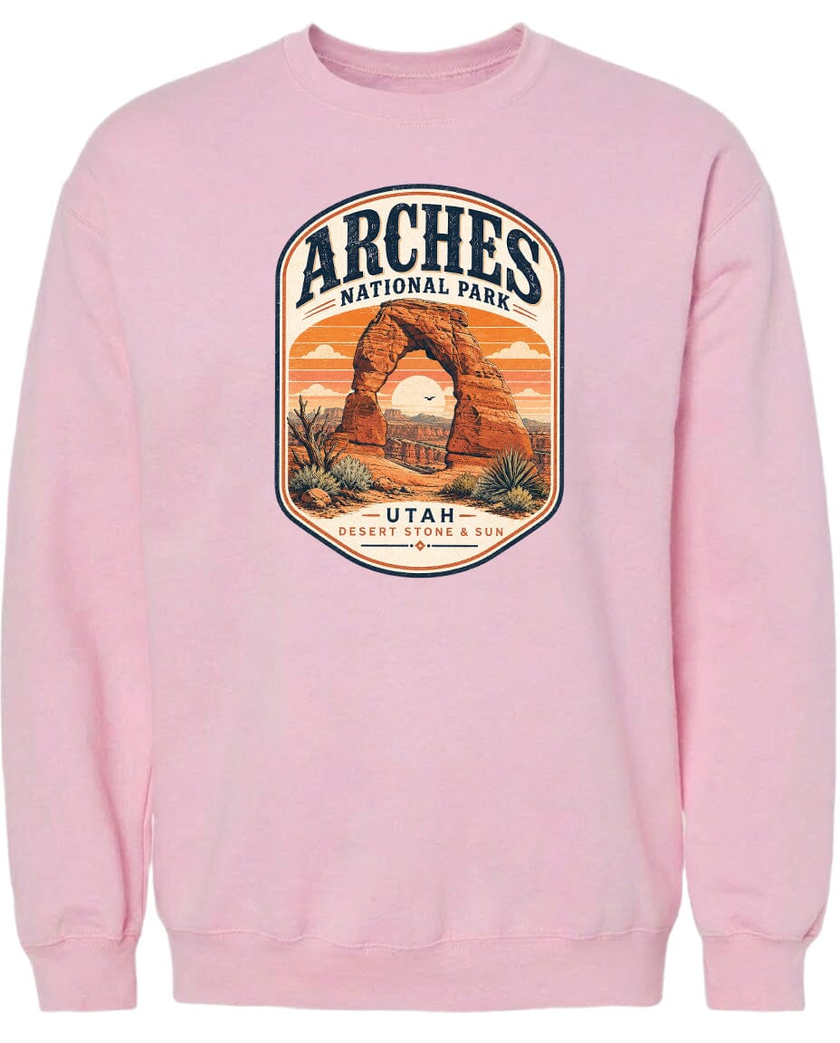 ADULT Arches National Park Badge Chest Logo T Shirt | Hoodie | Long Sleeve | Sweatshirt | Crew Neck | Tank Top 1 Fiesta Doodle waterproof vinyl sticker. dishwasher safe outdoor sticker.