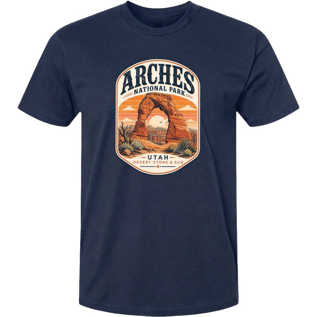 ADULT Arches National Park Badge Chest Logo T Shirt | Hoodie | Long Sleeve | Sweatshirt | Crew Neck | Tank Top 1 Fiesta Doodle waterproof vinyl sticker. dishwasher safe outdoor sticker.