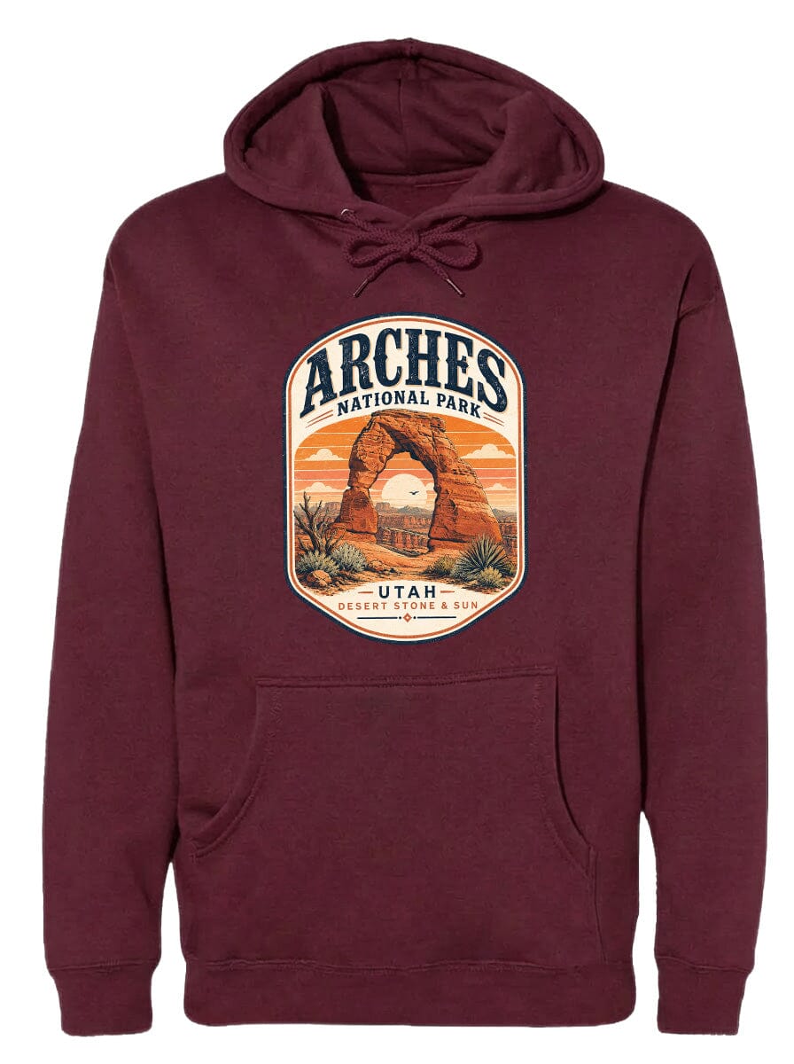 ADULT Arches National Park Badge Chest Logo T Shirt | Hoodie | Long Sleeve | Sweatshirt | Crew Neck | Tank Top 1 Fiesta Doodle waterproof vinyl sticker. dishwasher safe outdoor sticker.
