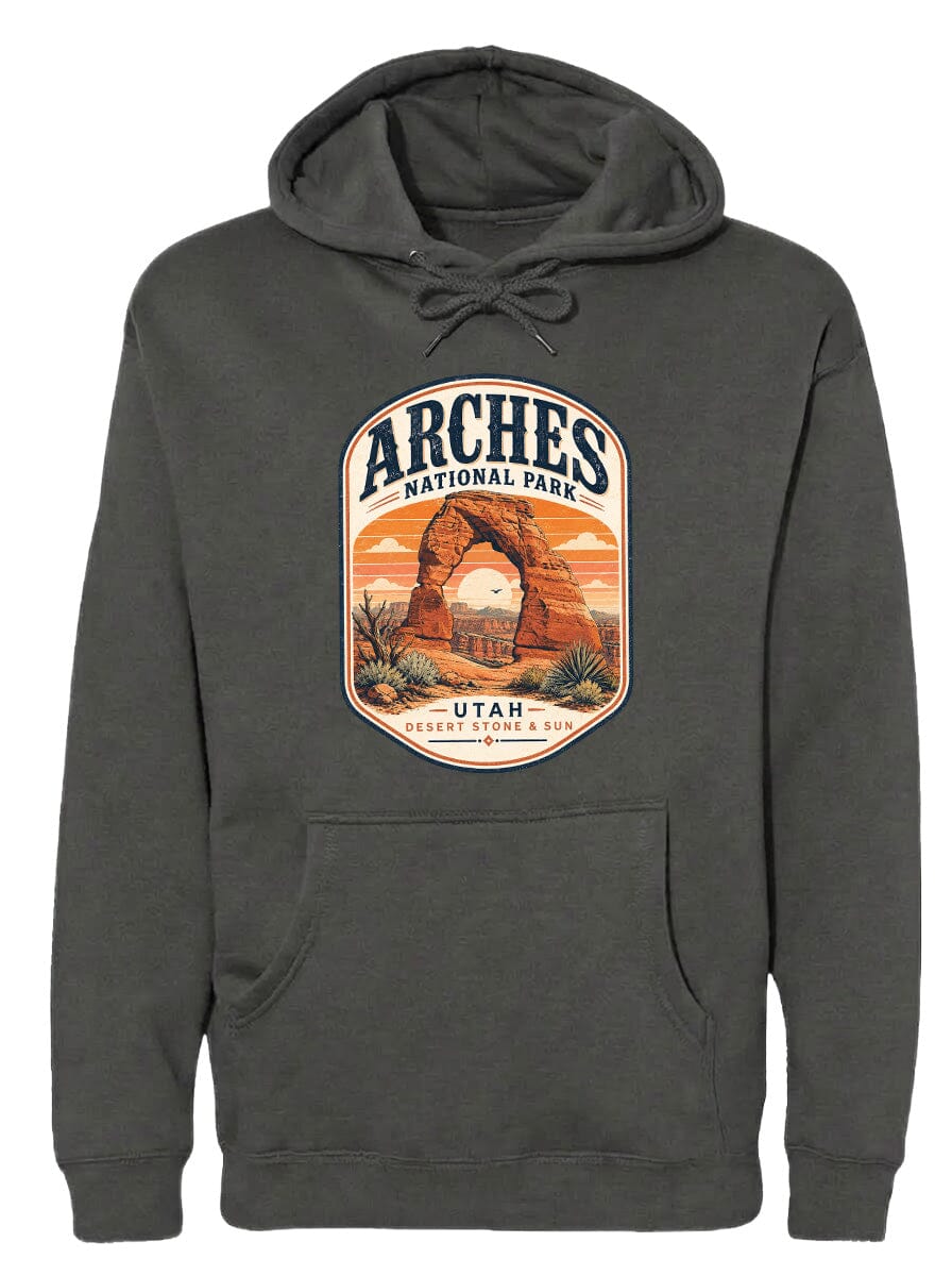 ADULT Arches National Park Badge Chest Logo T Shirt | Hoodie | Long Sleeve | Sweatshirt | Crew Neck | Tank Top 1 Fiesta Doodle waterproof vinyl sticker. dishwasher safe outdoor sticker.