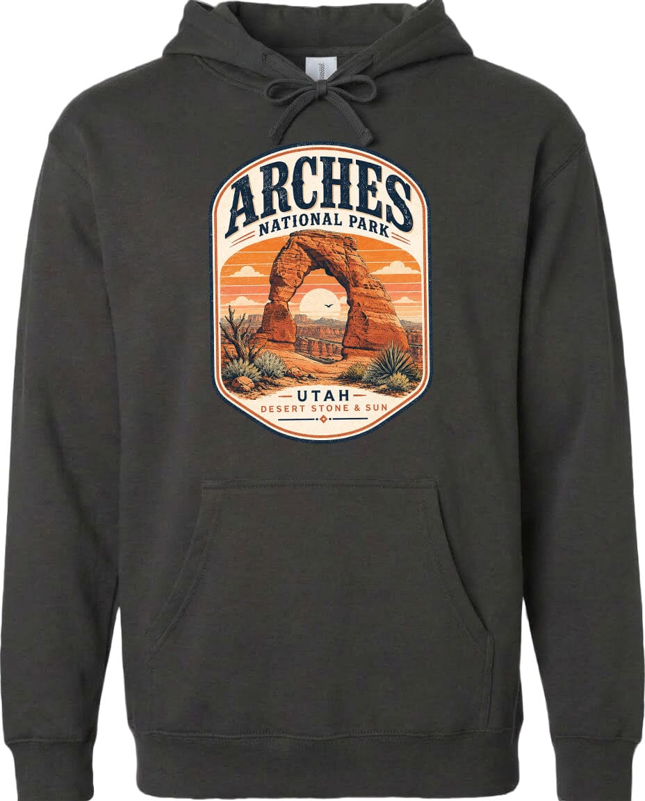 ADULT Arches National Park Badge Chest Logo T Shirt | Hoodie | Long Sleeve | Sweatshirt | Crew Neck | Tank Top 1 Fiesta Doodle waterproof vinyl sticker. dishwasher safe outdoor sticker.