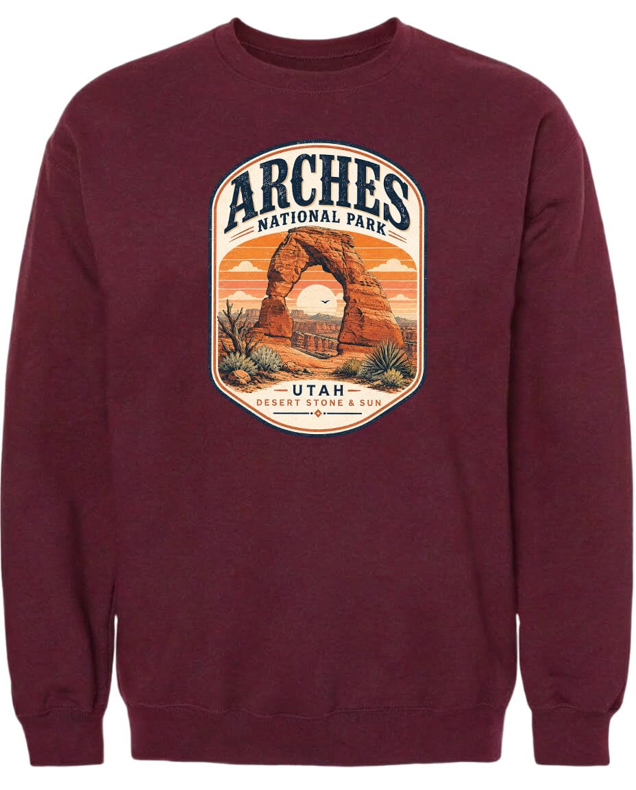 ADULT Arches National Park Badge Chest Logo T Shirt | Hoodie | Long Sleeve | Sweatshirt | Crew Neck | Tank Top 1 Fiesta Doodle waterproof vinyl sticker. dishwasher safe outdoor sticker.