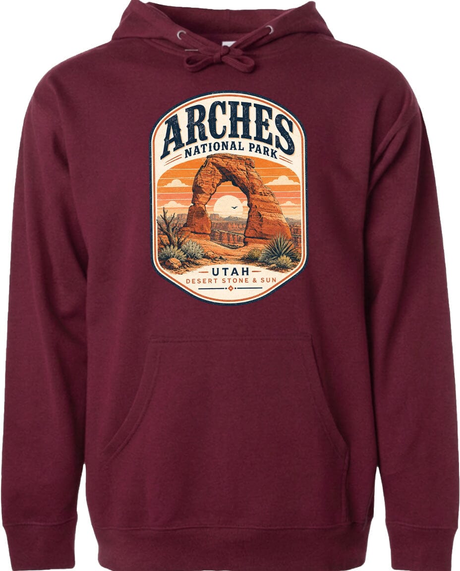 ADULT Arches National Park Badge Chest Logo T Shirt | Hoodie | Long Sleeve | Sweatshirt | Crew Neck | Tank Top 1 Fiesta Doodle waterproof vinyl sticker. dishwasher safe outdoor sticker.
