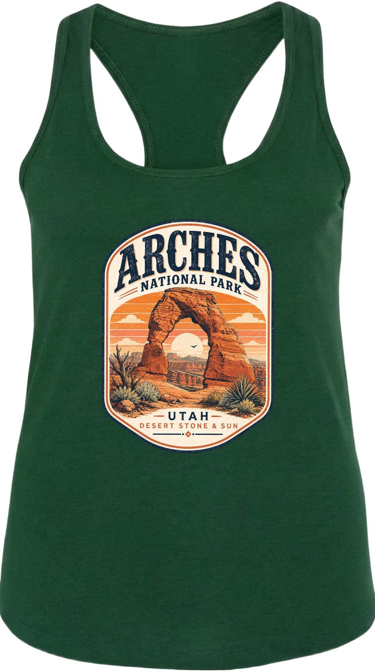 ADULT Arches National Park Badge Chest Logo T Shirt | Hoodie | Long Sleeve | Sweatshirt | Crew Neck | Tank Top 1 Fiesta Doodle waterproof vinyl sticker. dishwasher safe outdoor sticker.