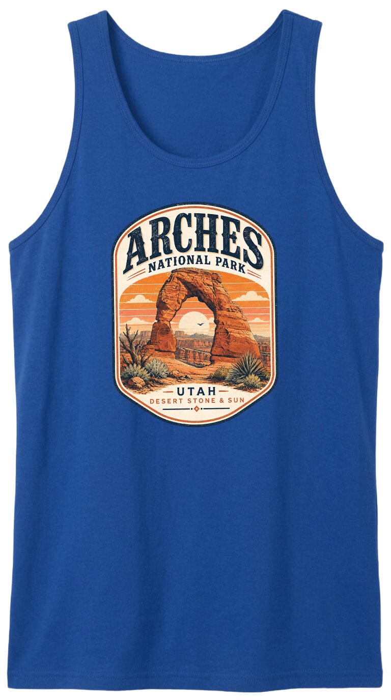 ADULT Arches National Park Badge Chest Logo T Shirt | Hoodie | Long Sleeve | Sweatshirt | Crew Neck | Tank Top 1 Fiesta Doodle waterproof vinyl sticker. dishwasher safe outdoor sticker.