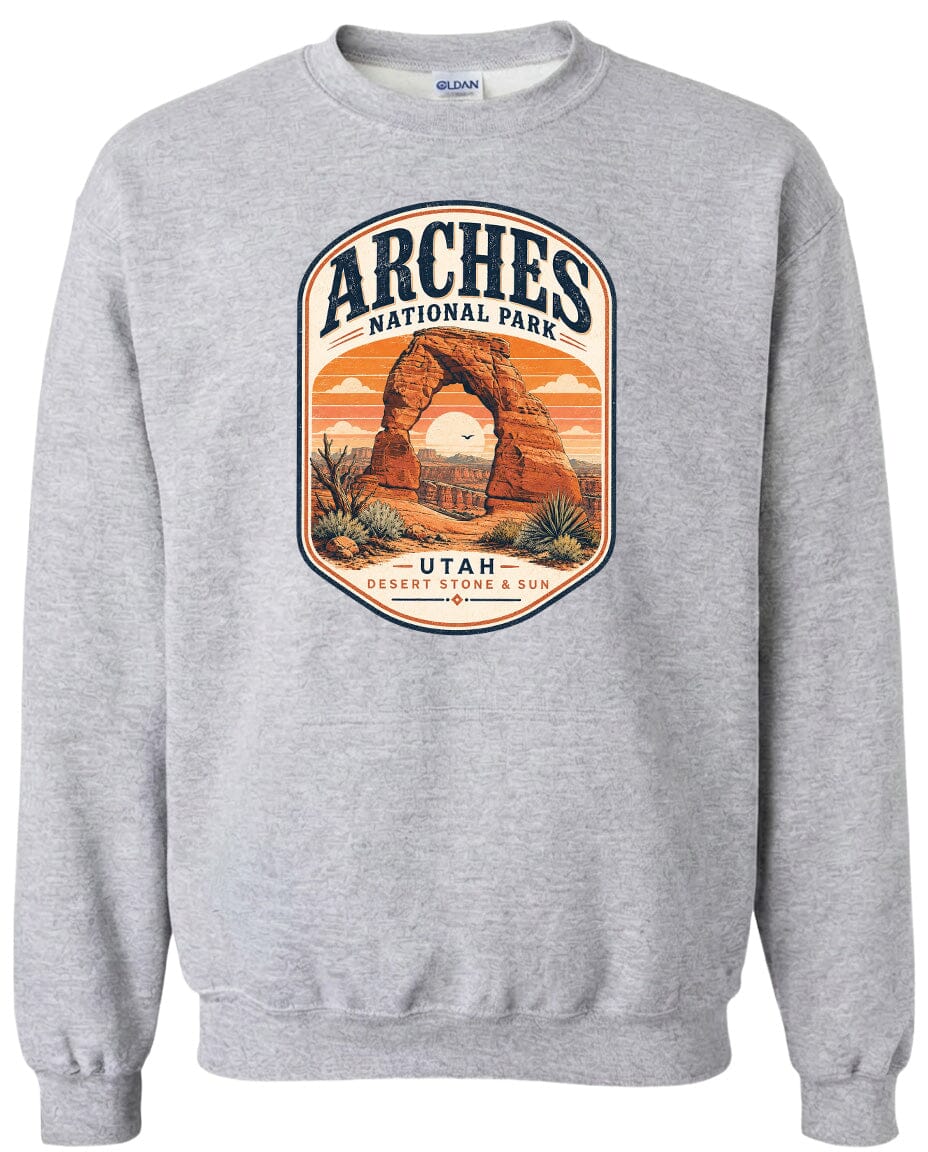 ADULT Arches National Park Badge Chest Logo T Shirt | Hoodie | Long Sleeve | Sweatshirt | Crew Neck | Tank Top 1 Fiesta Doodle waterproof vinyl sticker. dishwasher safe outdoor sticker.