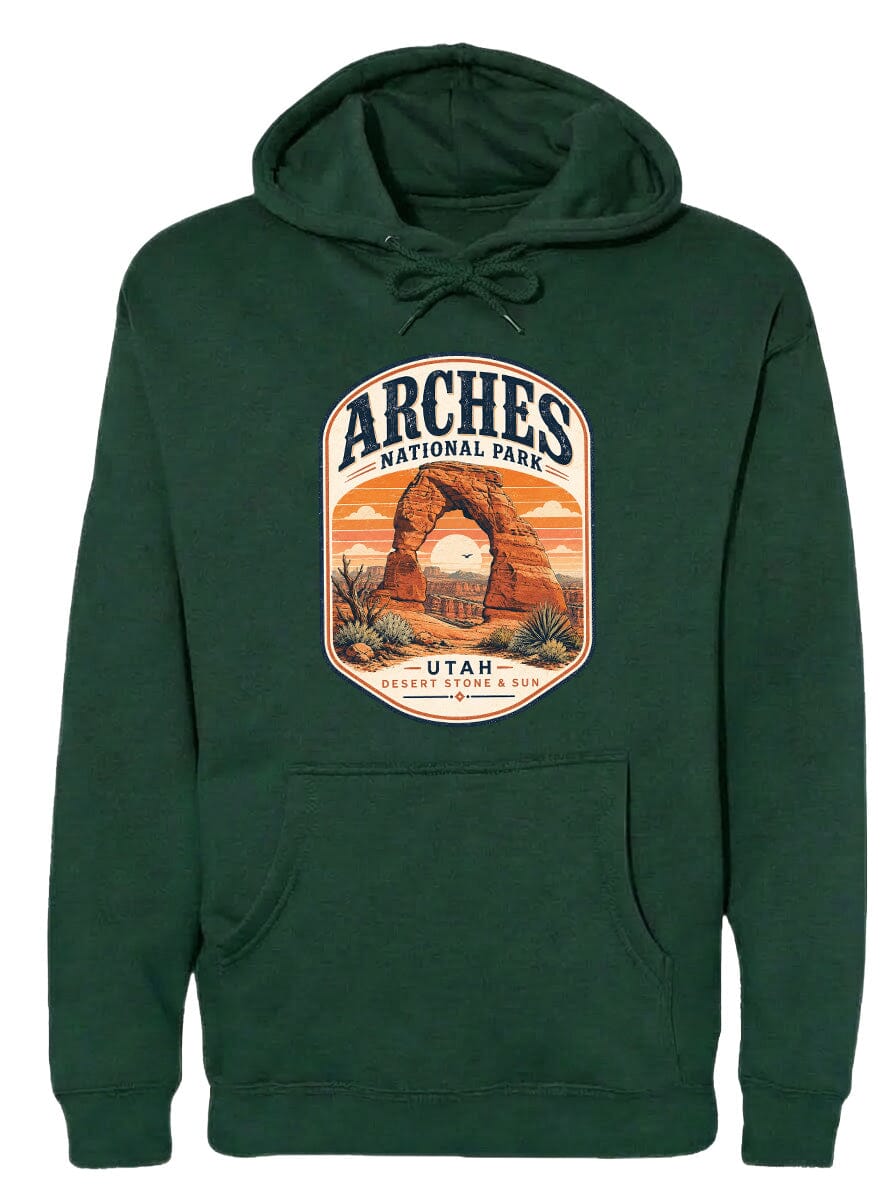 ADULT Arches National Park Badge Chest Logo T Shirt | Hoodie | Long Sleeve | Sweatshirt | Crew Neck | Tank Top 1 Fiesta Doodle waterproof vinyl sticker. dishwasher safe outdoor sticker.