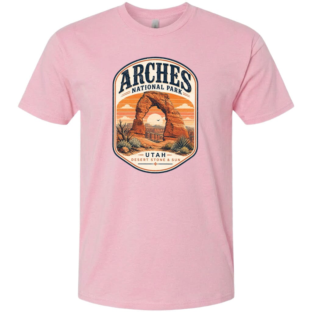 ADULT Arches National Park Badge Chest Logo T Shirt | Hoodie | Long Sleeve | Sweatshirt | Crew Neck | Tank Top 1 Fiesta Doodle waterproof vinyl sticker. dishwasher safe outdoor sticker.