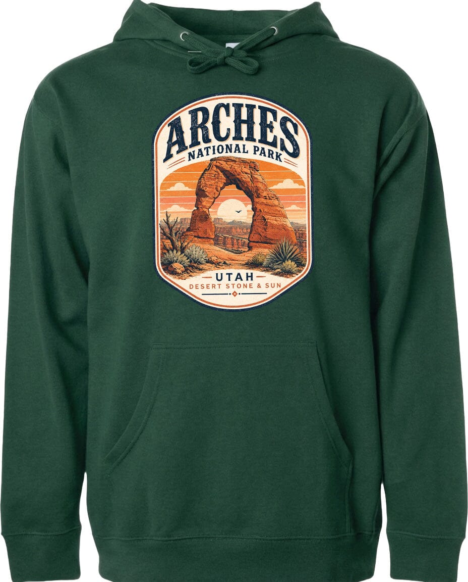 ADULT Arches National Park Badge Chest Logo T Shirt | Hoodie | Long Sleeve | Sweatshirt | Crew Neck | Tank Top 1 Fiesta Doodle waterproof vinyl sticker. dishwasher safe outdoor sticker.