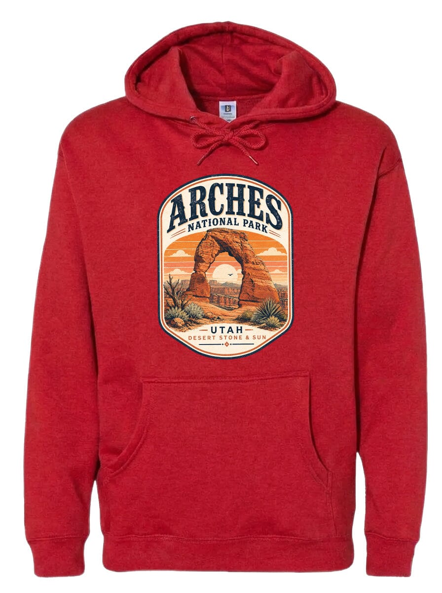 ADULT Arches National Park Badge Chest Logo T Shirt | Hoodie | Long Sleeve | Sweatshirt | Crew Neck | Tank Top 1 Fiesta Doodle waterproof vinyl sticker. dishwasher safe outdoor sticker.