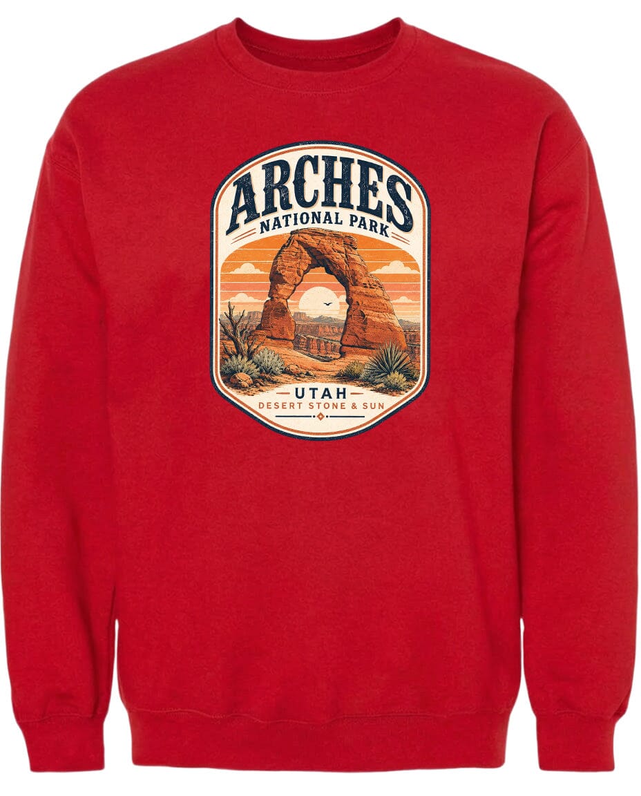 ADULT Arches National Park Badge Chest Logo T Shirt | Hoodie | Long Sleeve | Sweatshirt | Crew Neck | Tank Top 1 Fiesta Doodle waterproof vinyl sticker. dishwasher safe outdoor sticker.