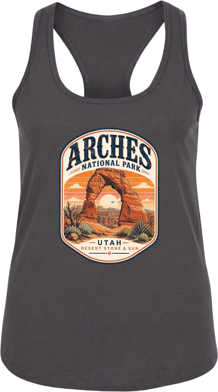 ADULT Arches National Park Badge Chest Logo T Shirt | Hoodie | Long Sleeve | Sweatshirt | Crew Neck | Tank Top 1 Fiesta Doodle waterproof vinyl sticker. dishwasher safe outdoor sticker.