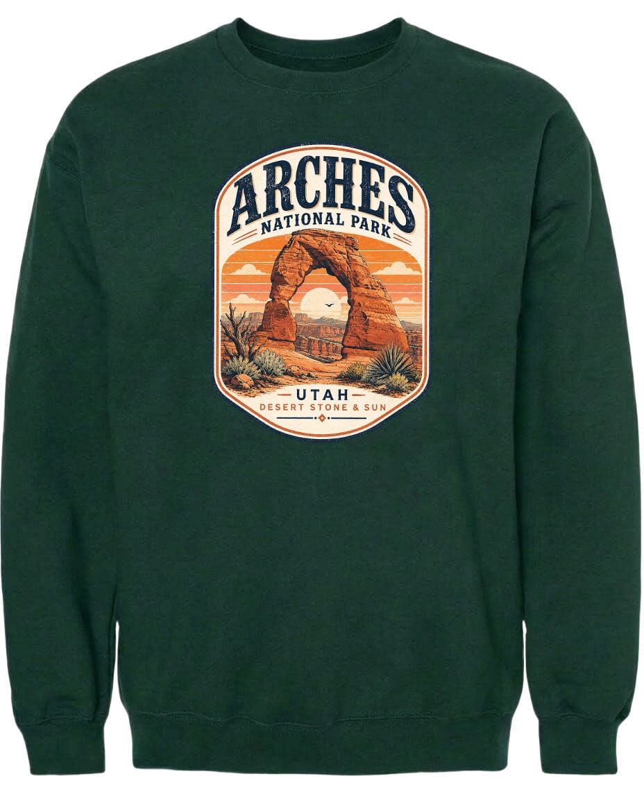 ADULT Arches National Park Badge Chest Logo T Shirt | Hoodie | Long Sleeve | Sweatshirt | Crew Neck | Tank Top 1 Fiesta Doodle waterproof vinyl sticker. dishwasher safe outdoor sticker.