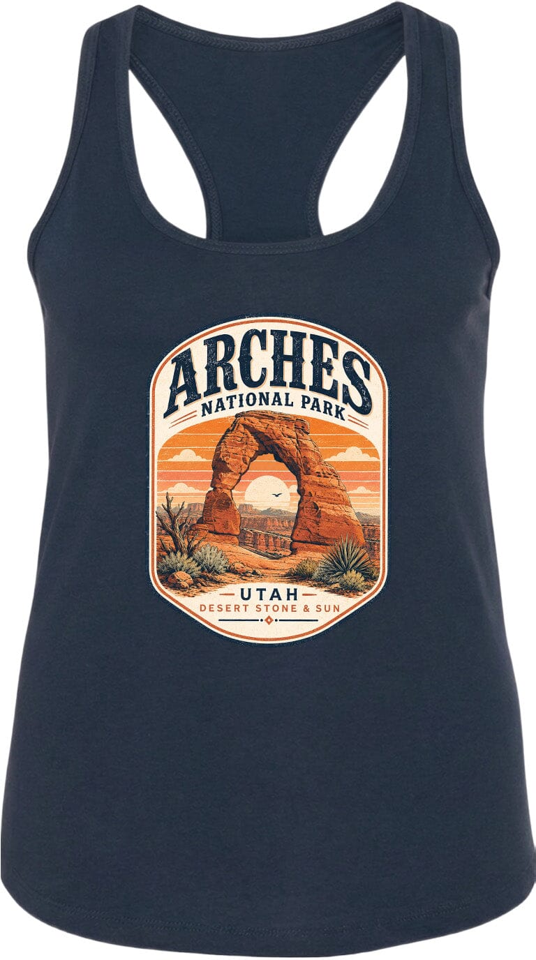 ADULT Arches National Park Badge Chest Logo T Shirt | Hoodie | Long Sleeve | Sweatshirt | Crew Neck | Tank Top 1 Fiesta Doodle waterproof vinyl sticker. dishwasher safe outdoor sticker.