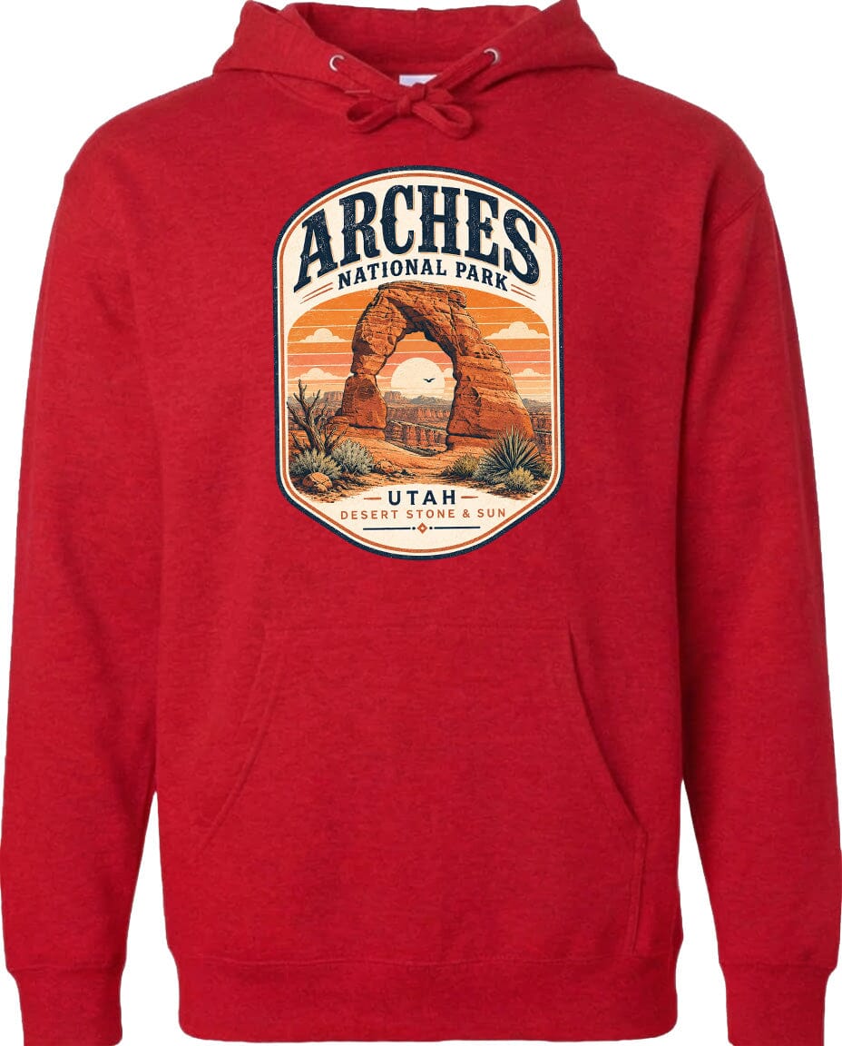 ADULT Arches National Park Badge Chest Logo T Shirt | Hoodie | Long Sleeve | Sweatshirt | Crew Neck | Tank Top 1 Fiesta Doodle waterproof vinyl sticker. dishwasher safe outdoor sticker.