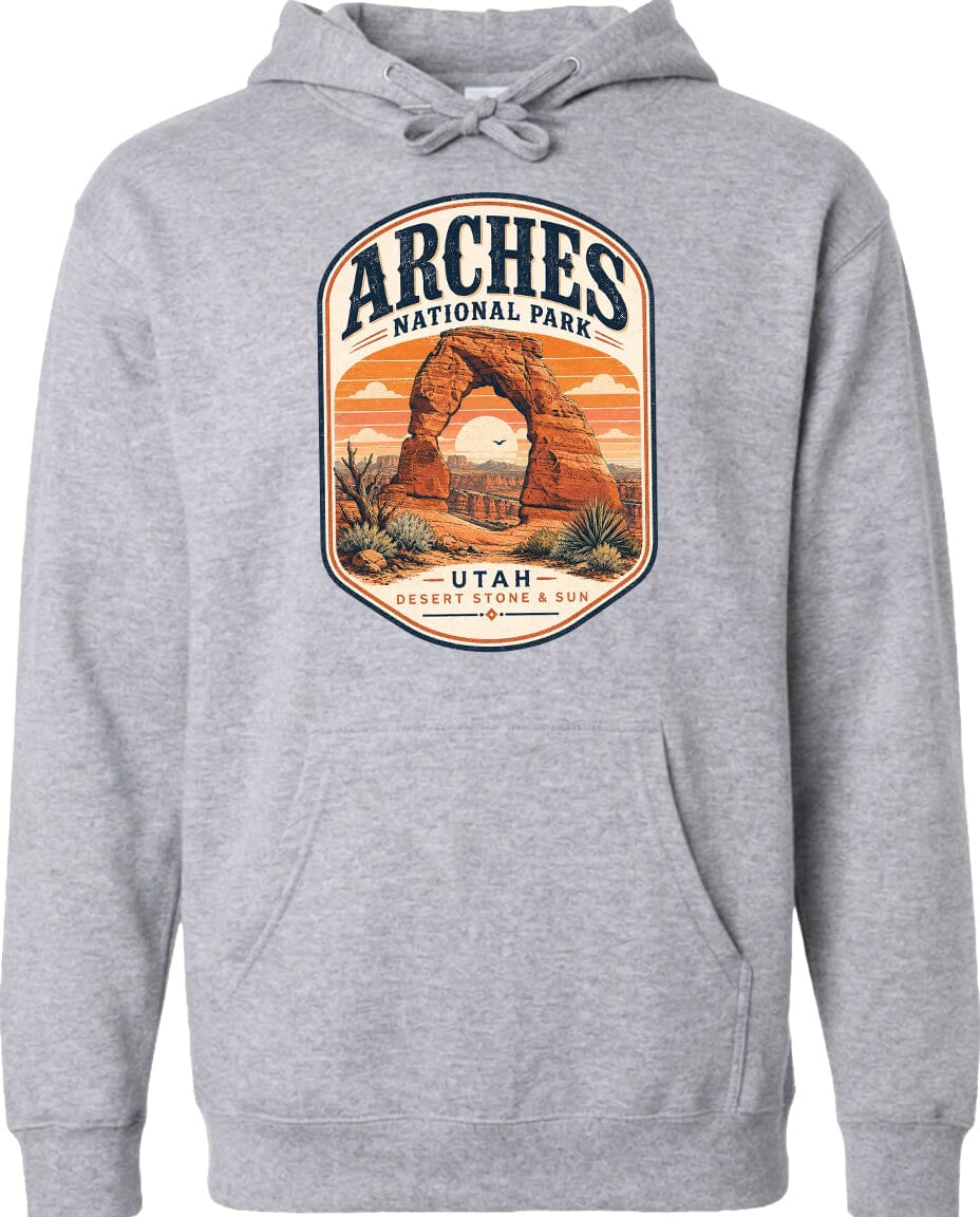 ADULT Arches National Park Badge Chest Logo T Shirt | Hoodie | Long Sleeve | Sweatshirt | Crew Neck | Tank Top 1 Fiesta Doodle waterproof vinyl sticker. dishwasher safe outdoor sticker.