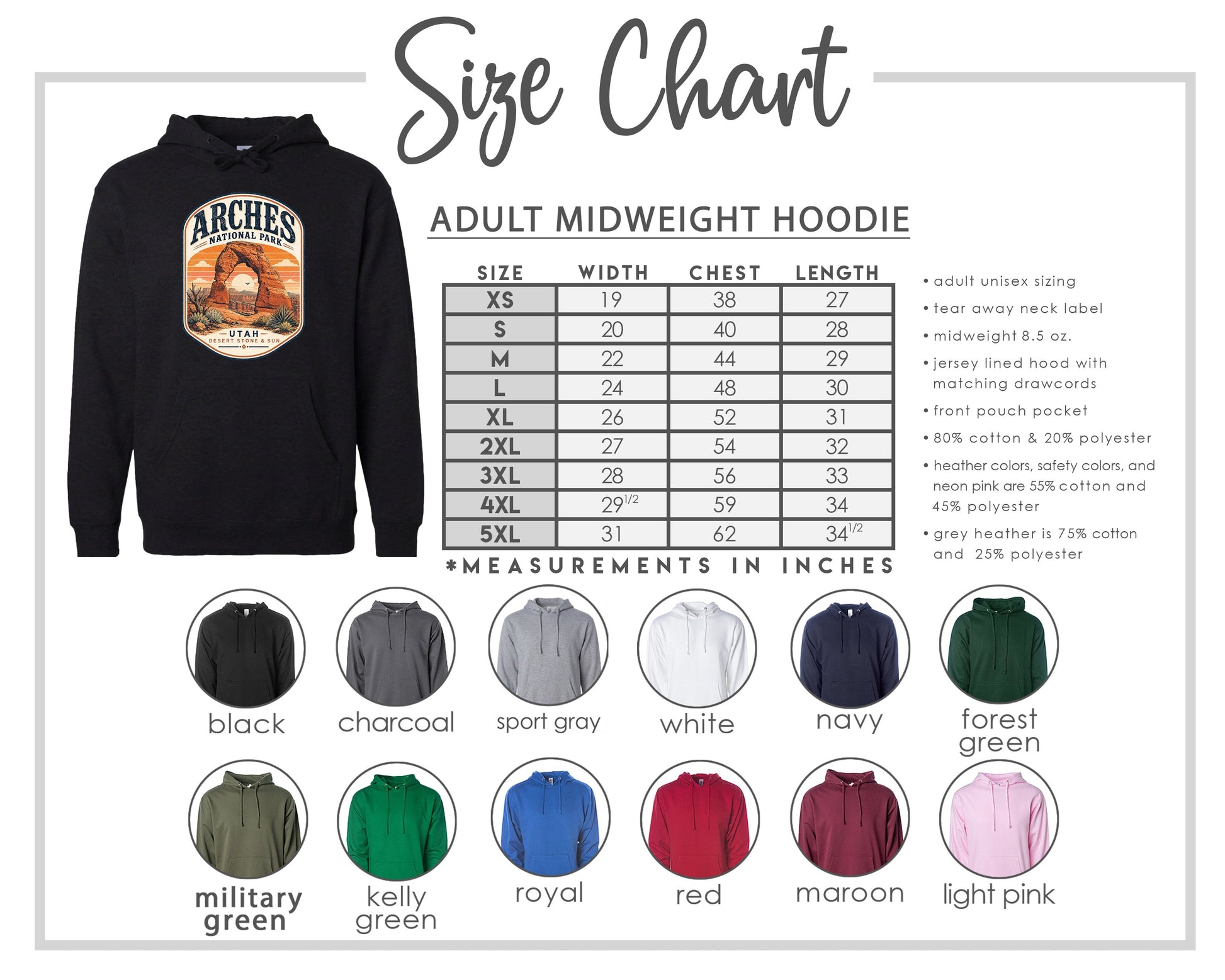ADULT Arches National Park Badge Chest Logo T Shirt | Hoodie | Long Sleeve | Sweatshirt | Crew Neck | Tank Top 1 Fiesta Doodle waterproof vinyl sticker. dishwasher safe outdoor sticker.