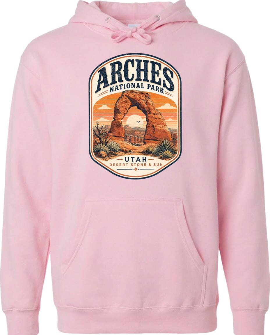 ADULT Arches National Park Badge Chest Logo T Shirt | Hoodie | Long Sleeve | Sweatshirt | Crew Neck | Tank Top 1 Fiesta Doodle waterproof vinyl sticker. dishwasher safe outdoor sticker.
