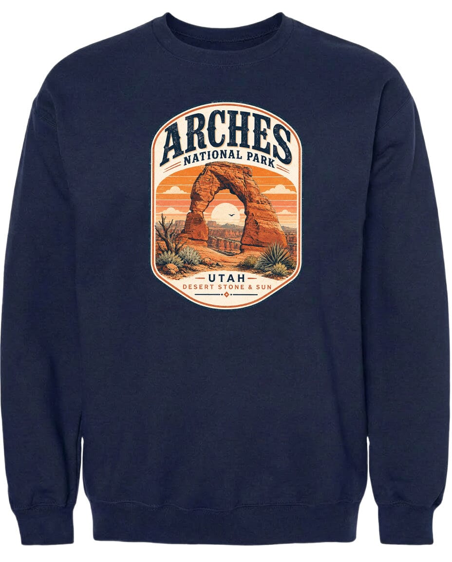 ADULT Arches National Park Badge Chest Logo T Shirt | Hoodie | Long Sleeve | Sweatshirt | Crew Neck | Tank Top 1 Fiesta Doodle waterproof vinyl sticker. dishwasher safe outdoor sticker.