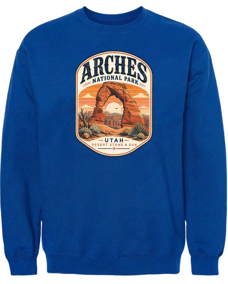 ADULT Arches National Park Badge Chest Logo T Shirt | Hoodie | Long Sleeve | Sweatshirt | Crew Neck | Tank Top 1 Fiesta Doodle waterproof vinyl sticker. dishwasher safe outdoor sticker.