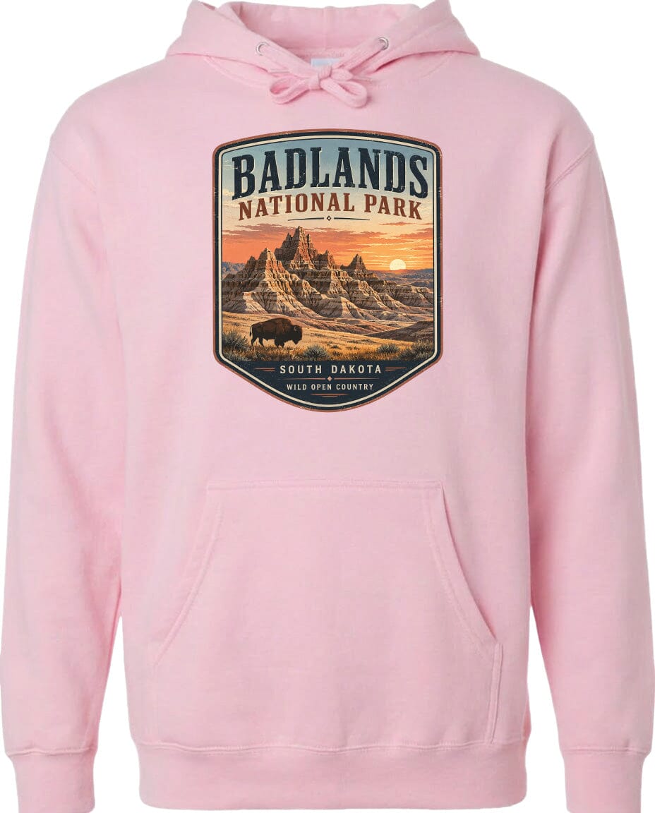 ADULT Badlands National Park Badge Chest Logo T Shirt | Hoodie | Long Sleeve | Sweatshirt | Crew Neck | Tank Top 1 Fiesta Doodle waterproof vinyl sticker. dishwasher safe outdoor sticker.