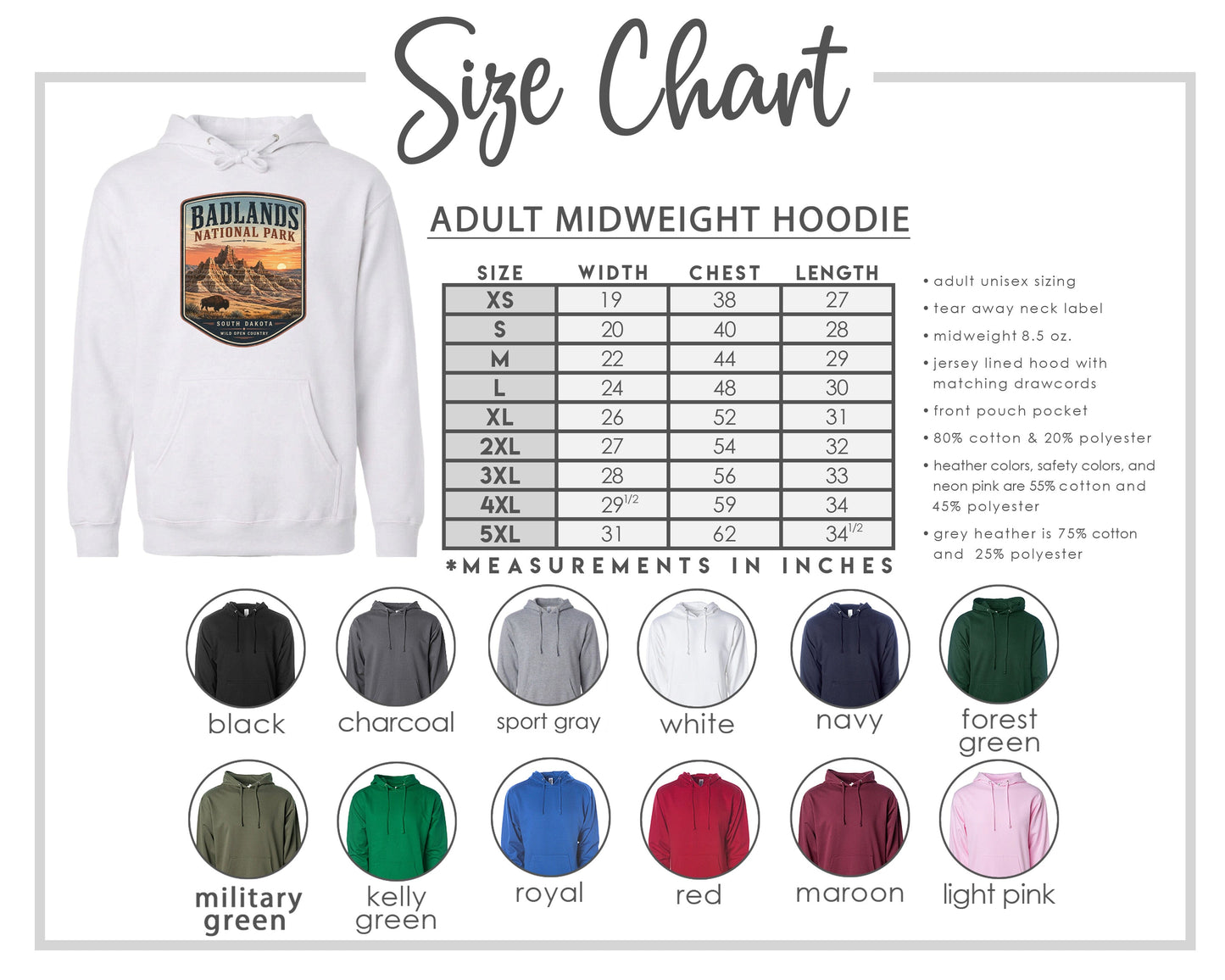 ADULT Badlands National Park Badge Chest Logo T Shirt | Hoodie | Long Sleeve | Sweatshirt | Crew Neck | Tank Top 1 Fiesta Doodle waterproof vinyl sticker. dishwasher safe outdoor sticker.