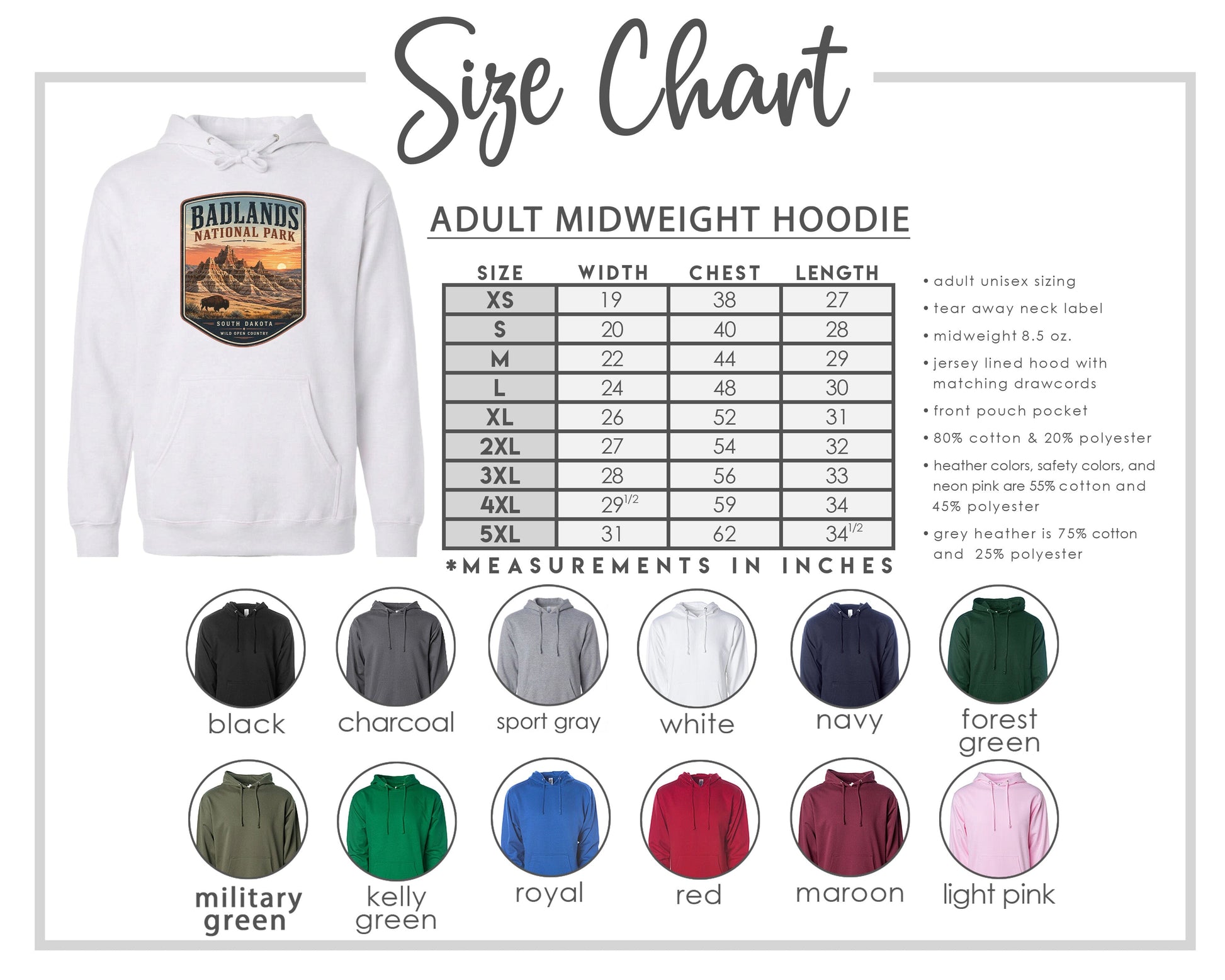 ADULT Badlands National Park Badge Chest Logo T Shirt | Hoodie | Long Sleeve | Sweatshirt | Crew Neck | Tank Top 1 Fiesta Doodle waterproof vinyl sticker. dishwasher safe outdoor sticker.