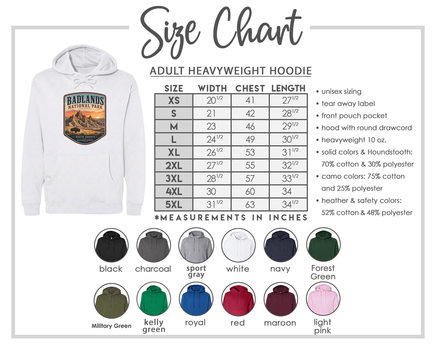 ADULT Badlands National Park Badge Chest Logo T Shirt | Hoodie | Long Sleeve | Sweatshirt | Crew Neck | Tank Top 1 Fiesta Doodle waterproof vinyl sticker. dishwasher safe outdoor sticker.