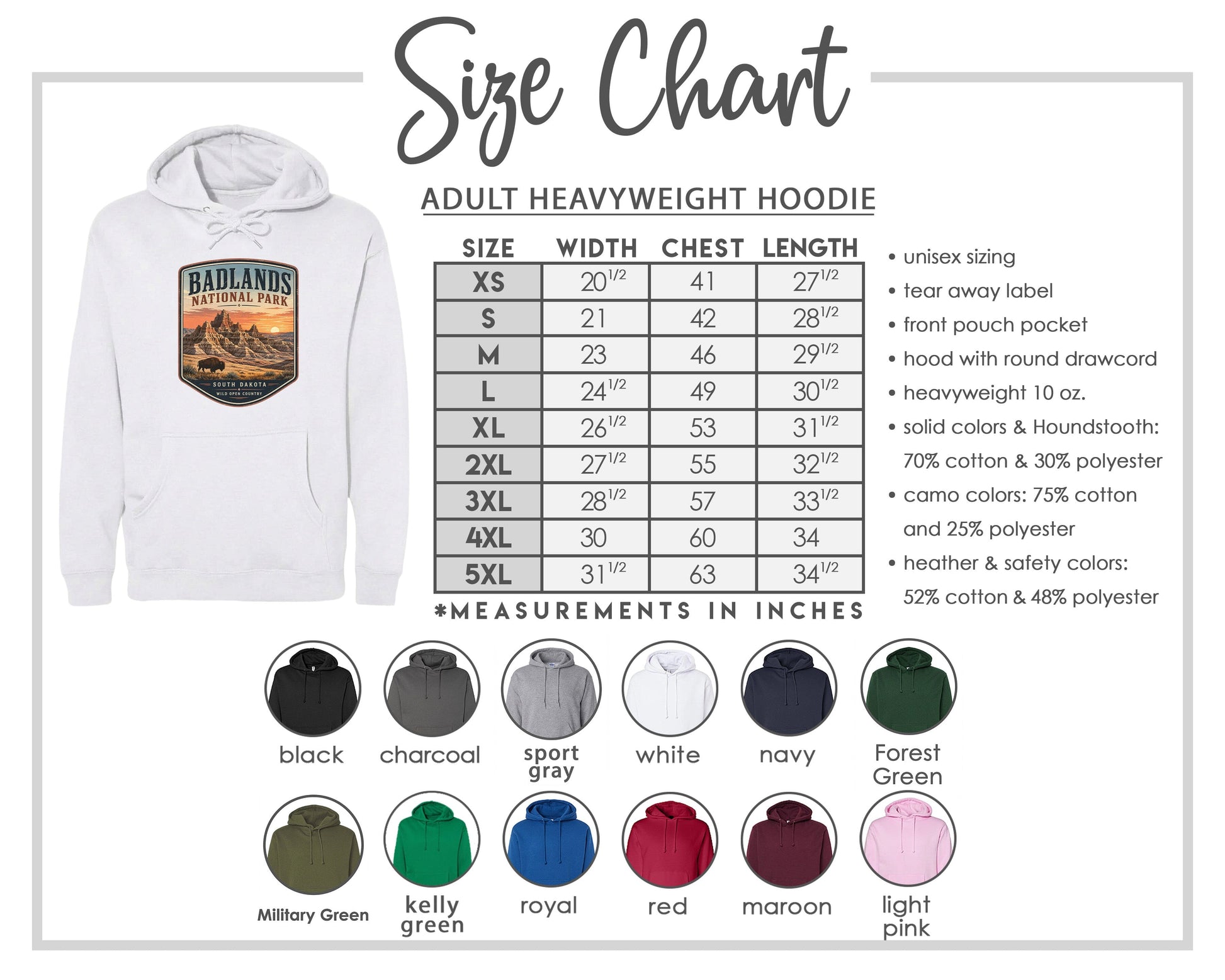 ADULT Badlands National Park Badge Chest Logo T Shirt | Hoodie | Long Sleeve | Sweatshirt | Crew Neck | Tank Top 1 Fiesta Doodle waterproof vinyl sticker. dishwasher safe outdoor sticker.