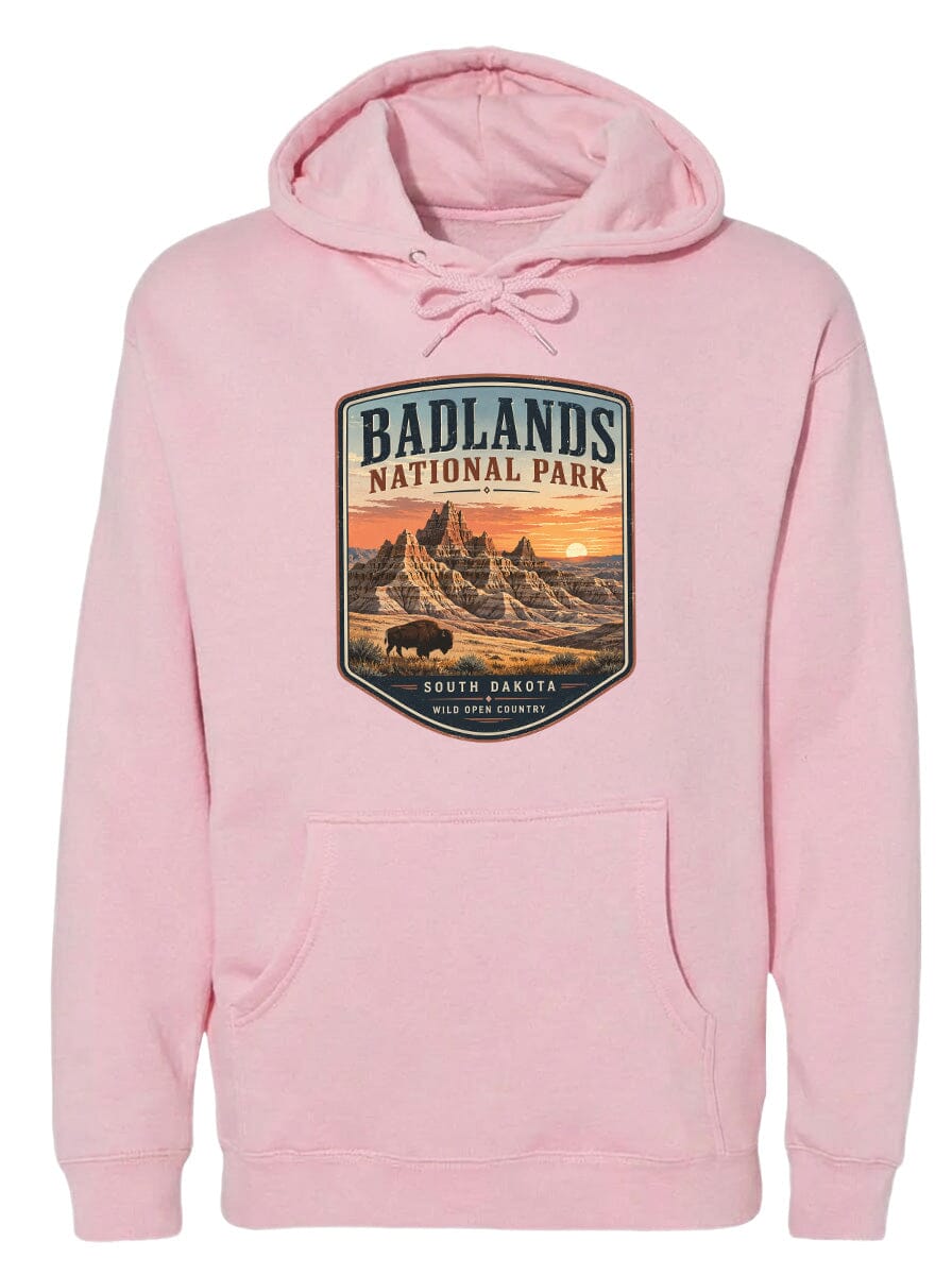 ADULT Badlands National Park Badge Chest Logo T Shirt | Hoodie | Long Sleeve | Sweatshirt | Crew Neck | Tank Top 1 Fiesta Doodle waterproof vinyl sticker. dishwasher safe outdoor sticker.