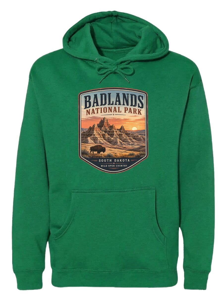 ADULT Badlands National Park Badge Chest Logo T Shirt | Hoodie | Long Sleeve | Sweatshirt | Crew Neck | Tank Top 1 Fiesta Doodle waterproof vinyl sticker. dishwasher safe outdoor sticker.