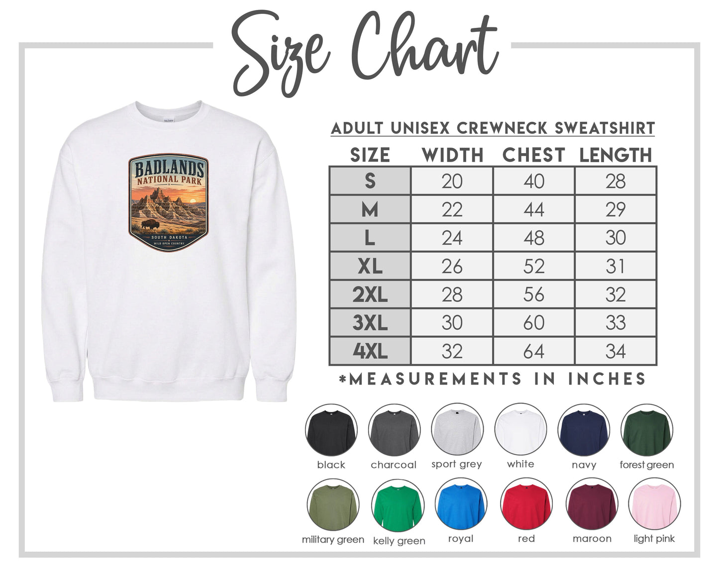 ADULT Badlands National Park Badge Chest Logo T Shirt | Hoodie | Long Sleeve | Sweatshirt | Crew Neck | Tank Top 1 Fiesta Doodle waterproof vinyl sticker. dishwasher safe outdoor sticker.