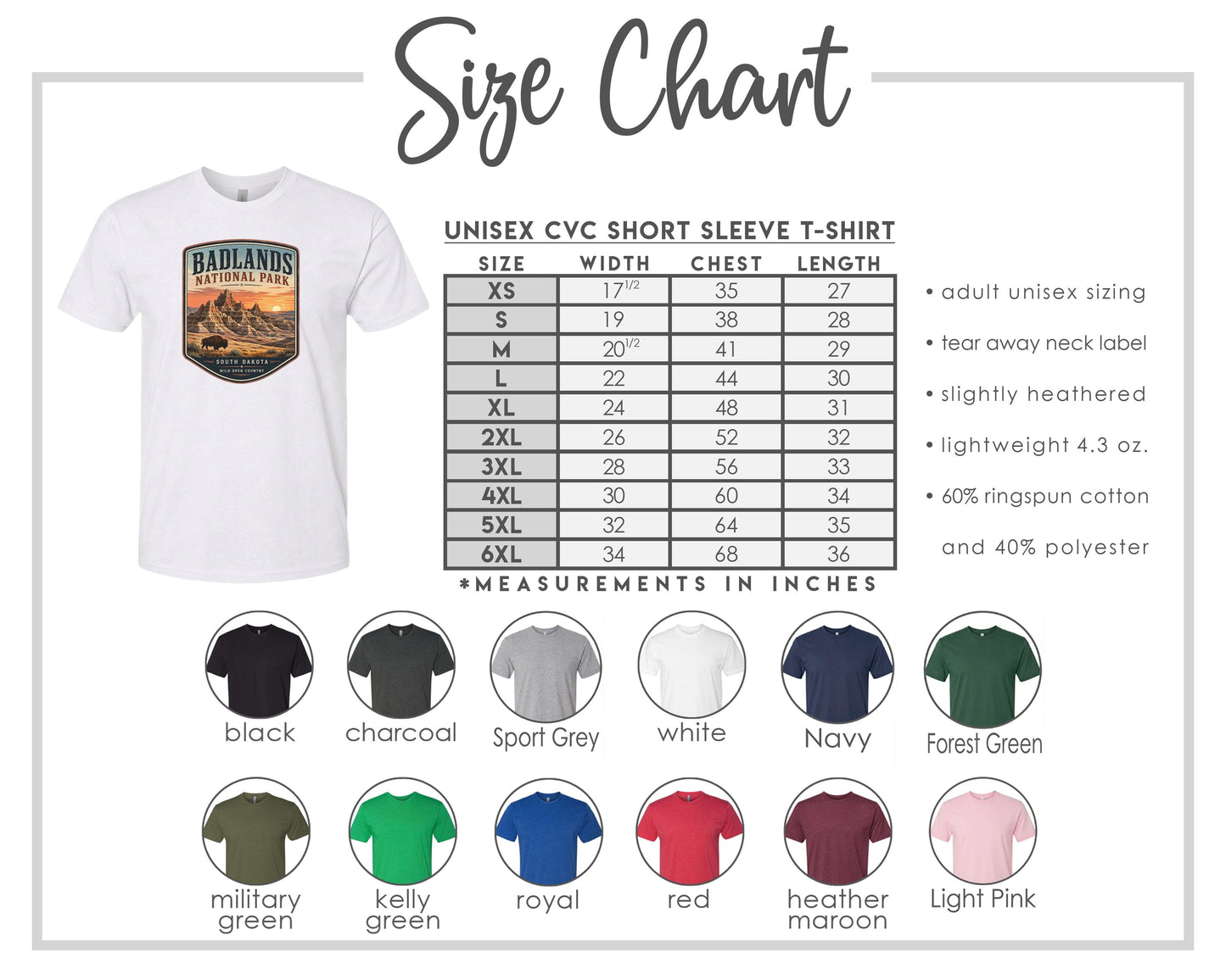 ADULT Badlands National Park Badge Chest Logo T Shirt | Hoodie | Long Sleeve | Sweatshirt | Crew Neck | Tank Top 1 Fiesta Doodle waterproof vinyl sticker. dishwasher safe outdoor sticker.