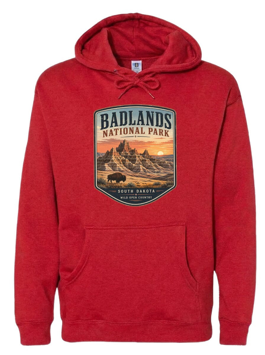 ADULT Badlands National Park Badge Chest Logo T Shirt | Hoodie | Long Sleeve | Sweatshirt | Crew Neck | Tank Top 1 Fiesta Doodle waterproof vinyl sticker. dishwasher safe outdoor sticker.