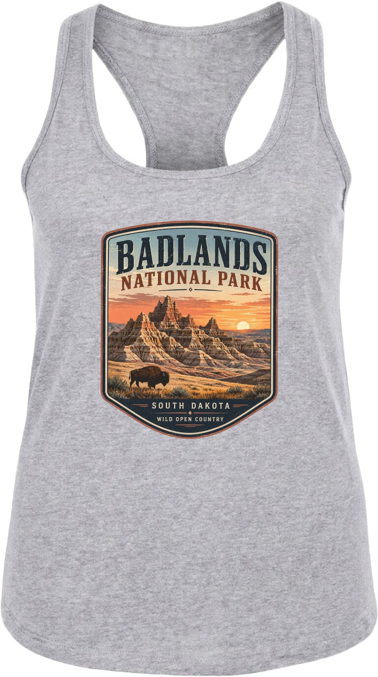 ADULT Badlands National Park Badge Chest Logo T Shirt | Hoodie | Long Sleeve | Sweatshirt | Crew Neck | Tank Top 1 Fiesta Doodle waterproof vinyl sticker. dishwasher safe outdoor sticker.