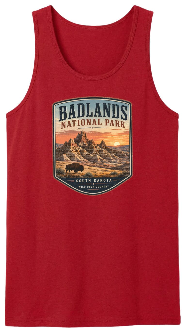 ADULT Badlands National Park Badge Chest Logo T Shirt | Hoodie | Long Sleeve | Sweatshirt | Crew Neck | Tank Top 1 Fiesta Doodle waterproof vinyl sticker. dishwasher safe outdoor sticker.