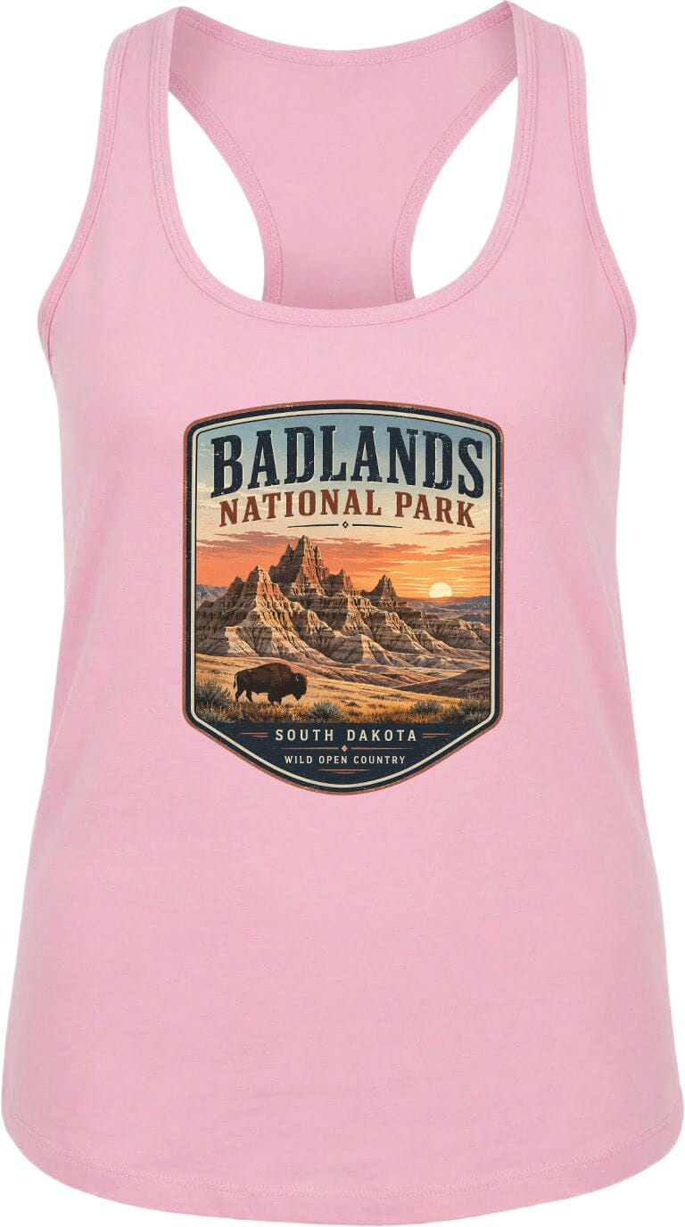 ADULT Badlands National Park Badge Chest Logo T Shirt | Hoodie | Long Sleeve | Sweatshirt | Crew Neck | Tank Top 1 Fiesta Doodle waterproof vinyl sticker. dishwasher safe outdoor sticker.