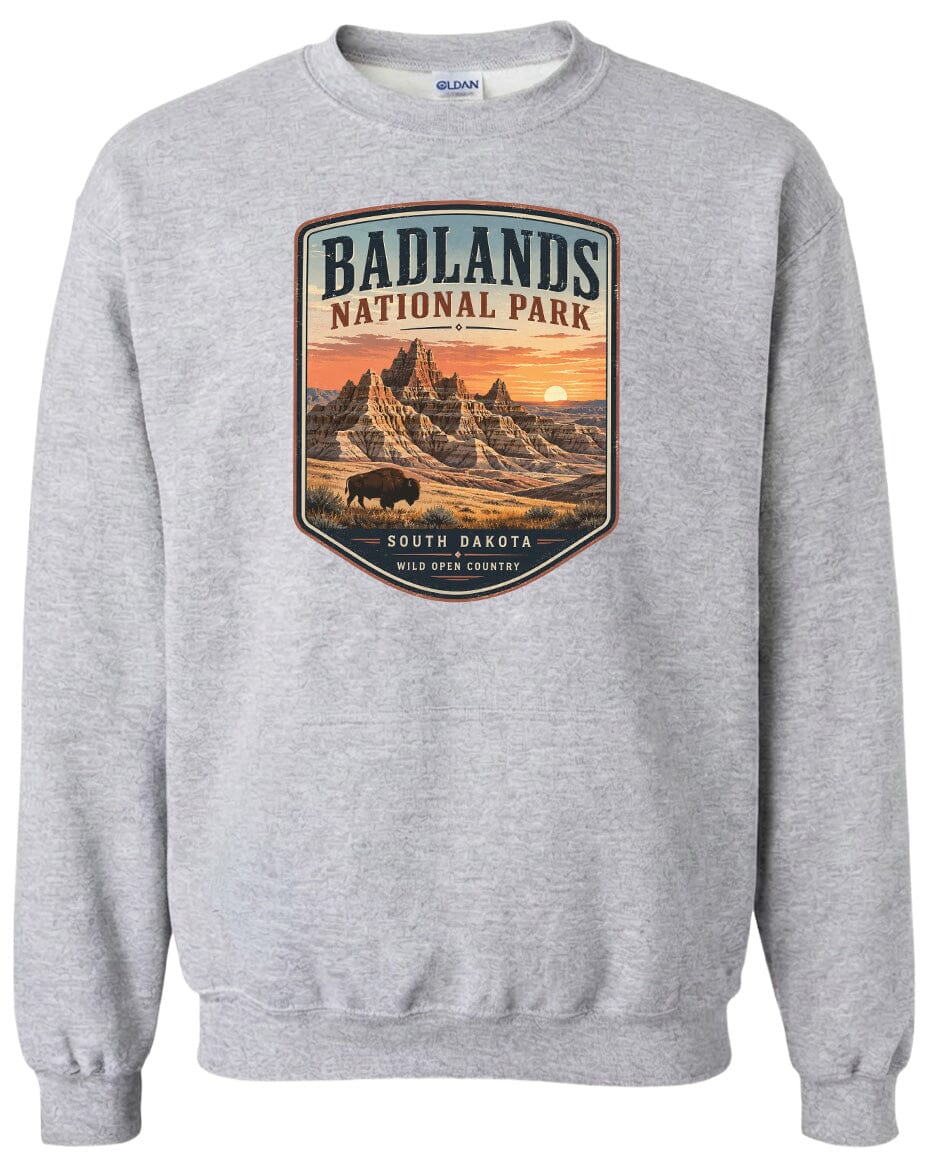 ADULT Badlands National Park Badge Chest Logo T Shirt | Hoodie | Long Sleeve | Sweatshirt | Crew Neck | Tank Top 1 Fiesta Doodle waterproof vinyl sticker. dishwasher safe outdoor sticker.
