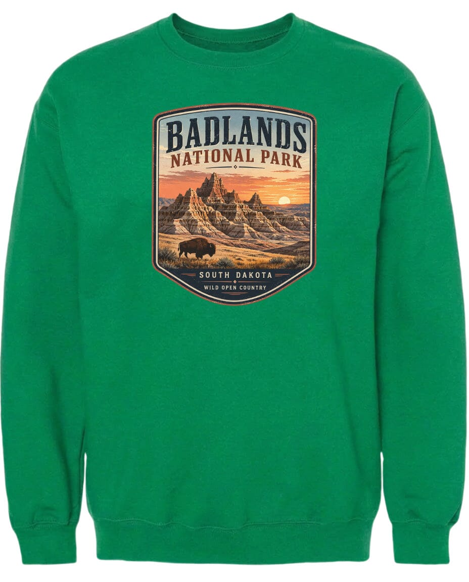 ADULT Badlands National Park Badge Chest Logo T Shirt | Hoodie | Long Sleeve | Sweatshirt | Crew Neck | Tank Top 1 Fiesta Doodle waterproof vinyl sticker. dishwasher safe outdoor sticker.